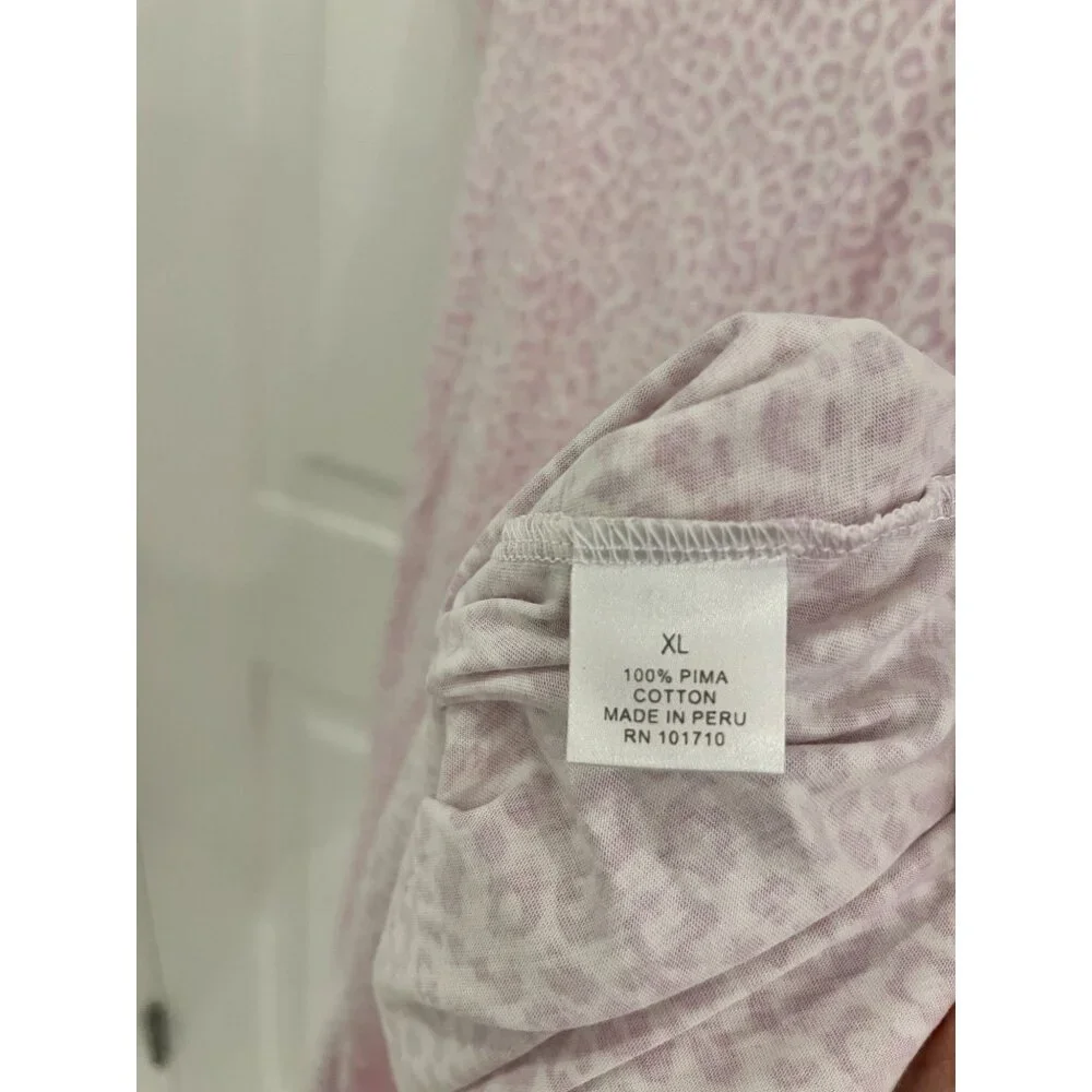 NWOT P.Jamas Light Baby Pink Lepoard Animal Print Nightgown Pima Cotton XL - Picture 6 of 6